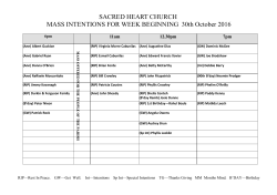 SACRED HEART CHURCH MASS INTENTIONS FOR WEEK