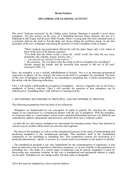 Bernd Fichtner METAPHOR AND LEARNING ACTIVITY1 The novel
