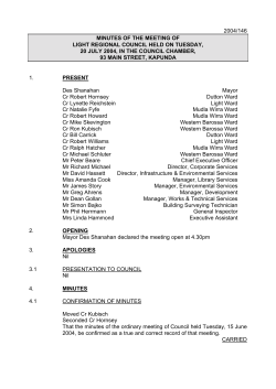 2004/146 minutes of the meeting of light regional council held on