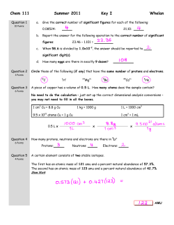 Chem 111 Summer 2011 Key I Whelan
