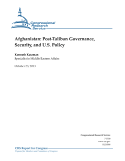 Afghanistan: Post-Taliban Governance, Security, and U.S. Policy