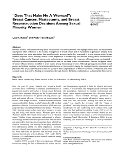 Breast Cancer, Mastectomy, and Breast Reconstruction Decisions