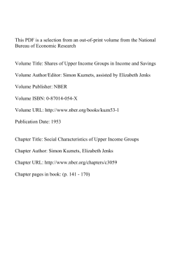 Social Characteristics of Upper Income Groups