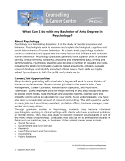 BA &ndash; Psychology - Red Deer College