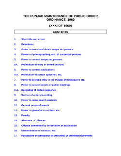the punjab maintenance of public order ordinance, 1960