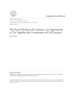 The French Reform of Contracts: An Opportunity to Tie Together the