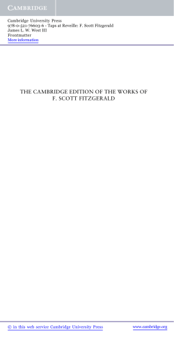 THE CAMBRIDGE EDITION OF THE WORKS OF F. SCOTT