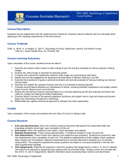 PSY 3505, Psychology of Adjustment - myCSU