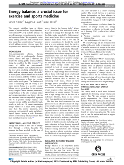 Energy balance: a crucial issue for exercise and sports medicine