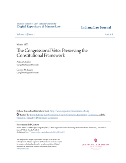 The Congressional Veto: Preserving the Constitutional Framework