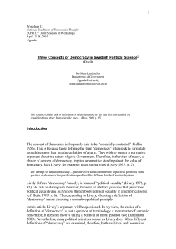 Three Concepts of Democracy in Swedish Political Science