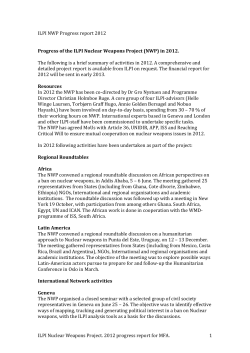 ILPI Nuclear Weapons Project. 2012 progress report for MFA. 1