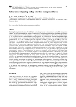 Saline lakes: integrating ecology into their management future