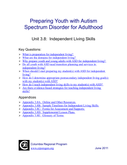 Preparing Youth with Autism Spectrum Disorder for Adulthood: Unit 3.8