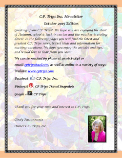 C.P. Trips Inc. Newsletter October 2015 Edition
