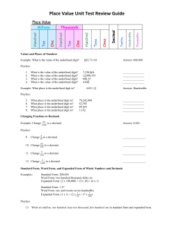 Place Value Unit Test Review Guide