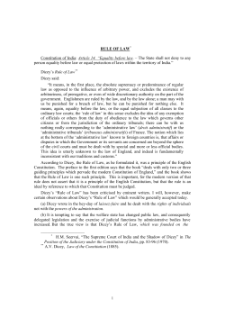 RULE OF LAW* Constitution of India: Article 14. &ldquo;Equality before law