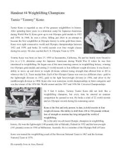 Handout #4 Weightlifting Champions Tamio &ldquo;Tommy