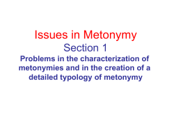 Issues in Metonymy - University of Alberta