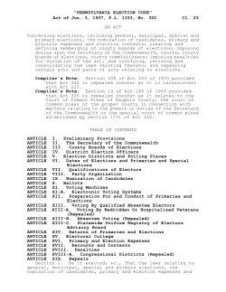 PENNSYLVANIA ELECTION CODE