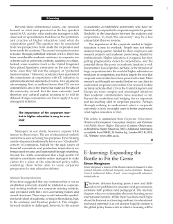 E-learning: Expanding the Bottle to Fit the Genie