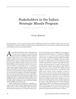Stakeholders in the Indian Strategic Missile Program