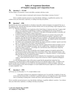 Index of Argument Questions AP English - Mat