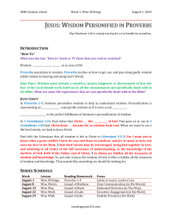 jesus: wisdom personified in proverbs - teachings