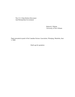 The U.S. Urban Reform Movement And Metropolitan Government