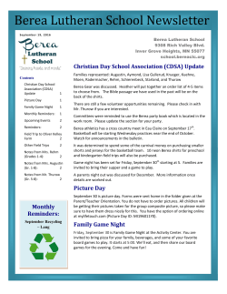 Berea Lutheran School Newsletter