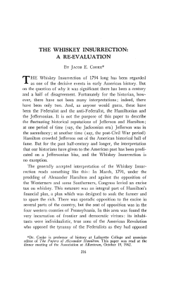 the whiskey insurrection: a re-evaluation