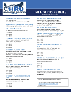 2016 advertising rates - Harness Racing Update