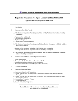 Population Projections for Japan (January 2012): 2011 to 2060