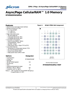 CellularRAM 1.0, 2 Meg x 16 Async/Page Device Data Sheet