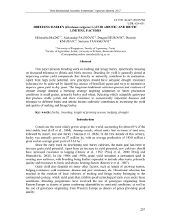 257 BREEDING BARLEY (Hordeum vulgarae L.) FOR ABIOTIC AND