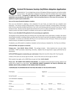 Central PA Humane Society-Cat/Kitten Adoption Application
