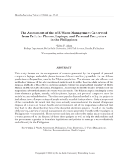 The Assessment of the of E-Waste Management Generated from