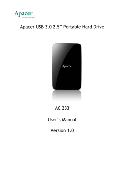Apacer USB 3.0 2.5&rdquo; Portable Hard Drive AC 233 User`s Manual