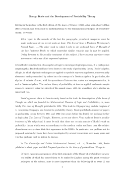 George Boole and the Development of Probability Theory Writing in