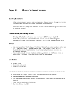 Paper # 1 Chaucer`s view of women