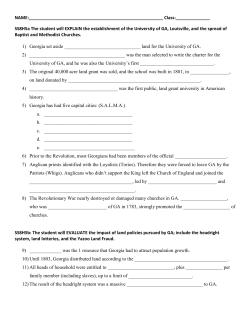 SS8H5a The student will EXPLAIN the establishm