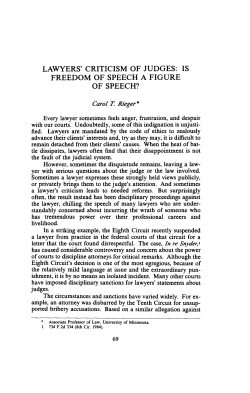 LAWYERS` CRITICISM OF JUDGES: IS FREEDOM OF SPEECH A