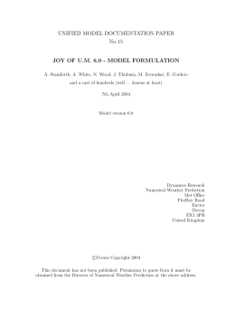 UNIFIED MODEL DOCUMENTATION PAPER No 15 JOY OF UM 6.0