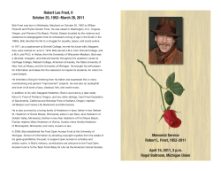 Robert Lee Frost, II October 25, 1952 &ndash; March 26, 2011