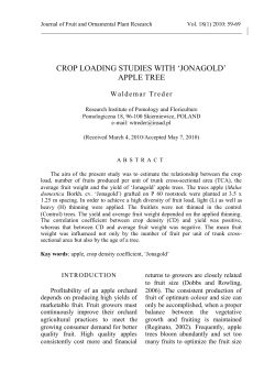 CROP LOADING STUDIES WITH `JONAGOLD` APPLE TREE