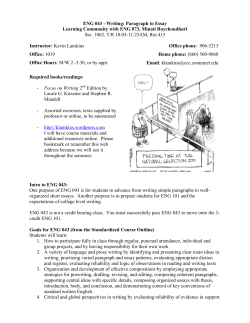 ENG 043 - Writing: Paragraph to Essay
