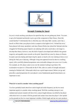 Strength Training for Speed