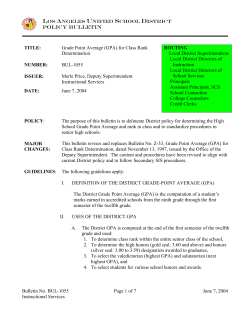 Policy Bulletin TITLE: Grade Point Average (GPA) for Class Rank