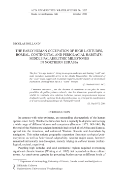 the early human occupation of high latitudes, boreal, continental and