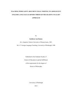 TEACHING PERSUASIVE ARGUMENT ESSAY WRITING TO